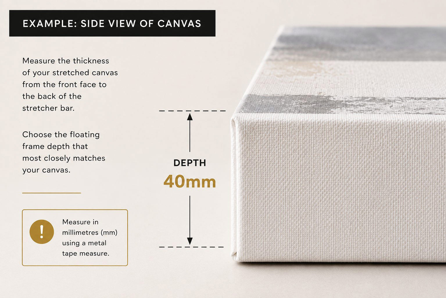 How to measure the depth of a stretched canvas before ordering a floating frame